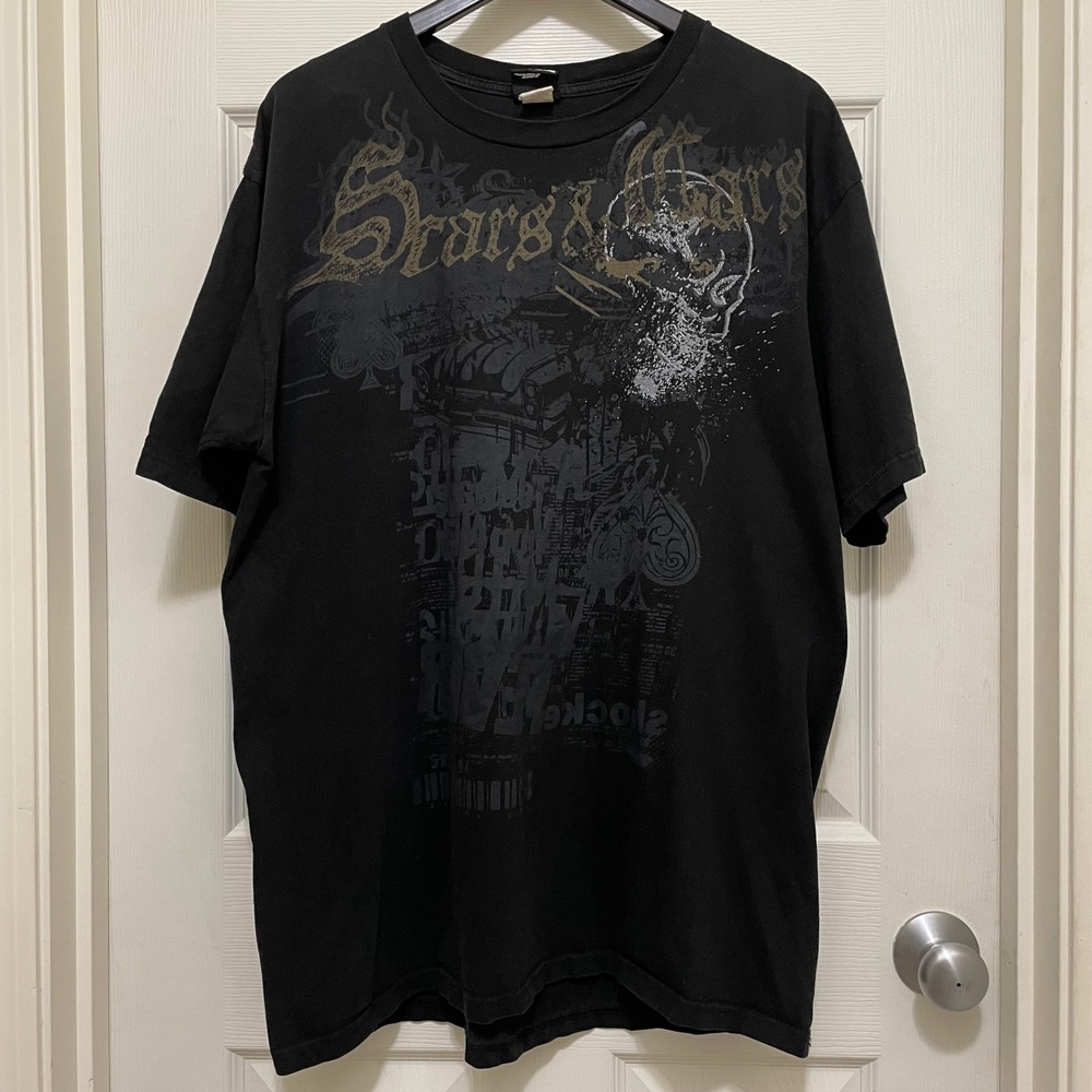 Vintage No Fear Scars & Cars T-Shirt Cotton Black Y2K Streetwear Skate XL